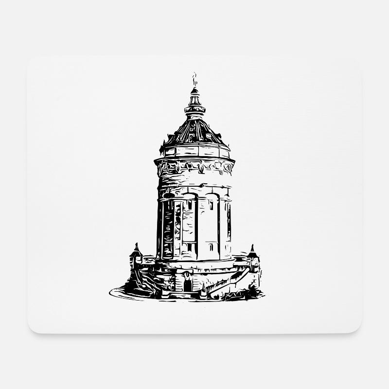 Mannheimer Wasserturm Mannheim - Mousepad (Querformat) - Weiß