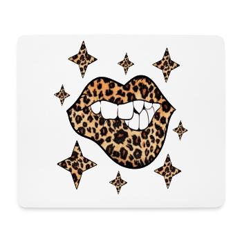 Leoparden Lippen Sexy Kussmund - Mousepad (Querformat) - Weiß - Vorne