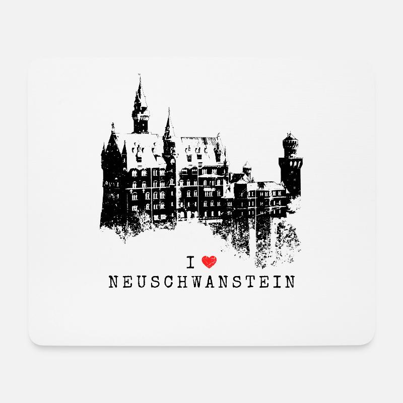 Neuschwanstein Deutschland Bayern I Love Germany - Mousepad (Querformat) - Weiß
