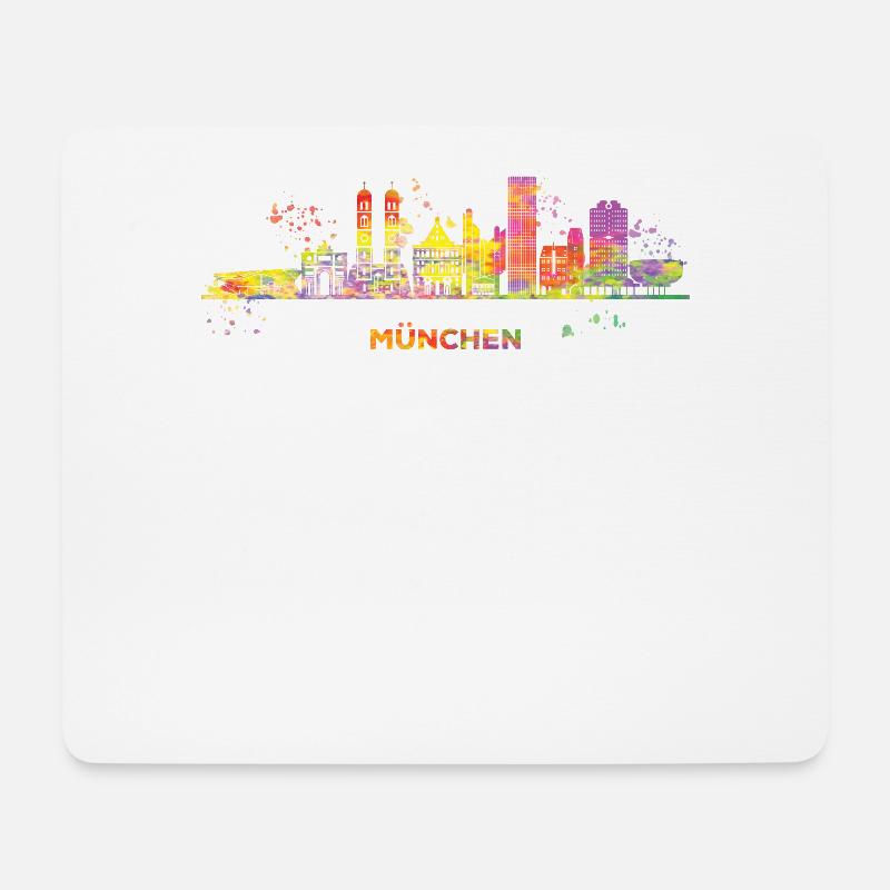 München Skyline Bunt Münchener Frauenkirche - Mousepad (Querformat) - Weiß
