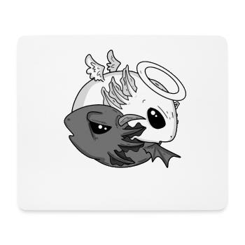 Yin Yang Axolotl Ange Diable - Tapis de souris (format paysage) - blanc - Devant