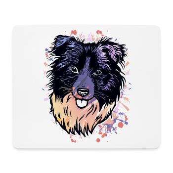 Border Collie Farbklecks - Mousepad (Querformat) - Weiß - Vorne