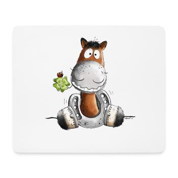 Lucky Horse I Horse Horseshoe Lucky Shamrock - Mouse Pad (horizontal) - white - Front