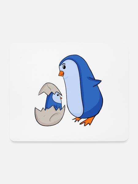 Pinguin mit Baby Pinguin - Mousepad (Querformat) - Weiß