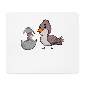 Haussperling mit Baby Haussperling - Mousepad (Querformat) - Weiß - Vorne