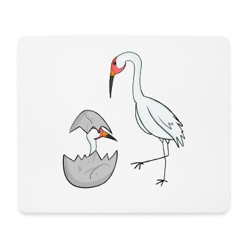 Grue avec grue pour bébé - Tapis de souris (format paysage) - blanc - Devant