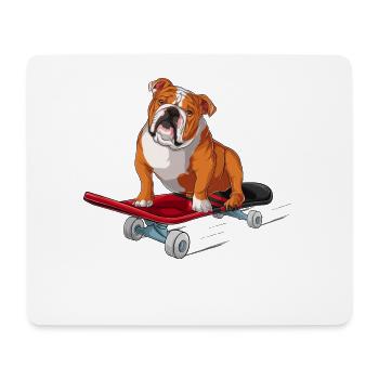 English Bulldog On A Skateboard - Mouse Pad (horizontal) - white - Front