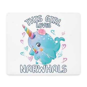 Dieses Maedchen Liebt Narwale - Mousepad (Querformat) - Weiß - Vorne