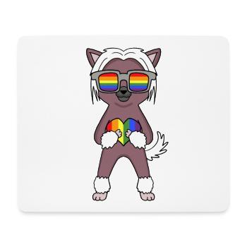 LGBT Hund Chinesischer Schopfhund Regenbogen - Mousepad (Querformat) - Weiß - Vorne