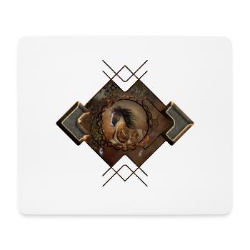 Beautiful steampunk horse with cape and gears - Mouse Pad (horizontal) - white - Front
