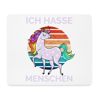 Ich hasse Menschen Einhorn Retro - Mousepad (Querformat) - Weiß - Vorne