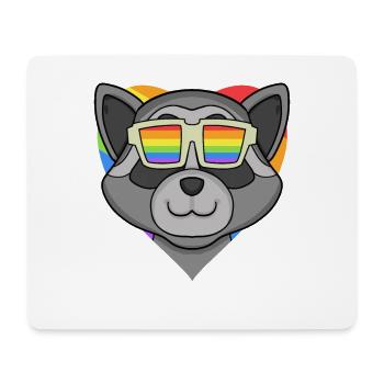 LGBT Tier Waschbär Regenbogen Herz - Mousepad (Querformat) - Weiß - Vorne