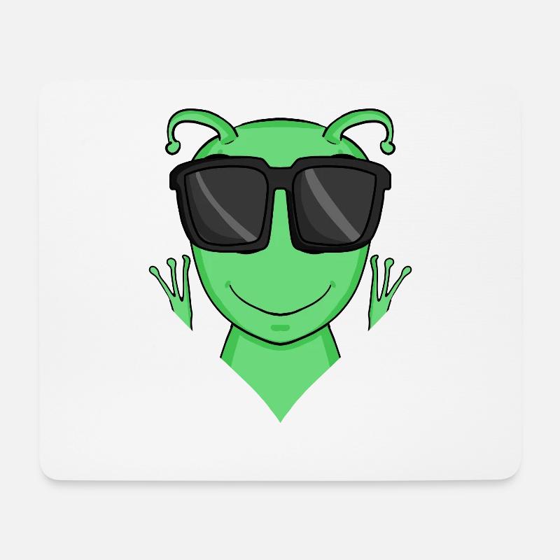 Cooles Alien mit Sonnenbrille - Mousepad (Querformat) - Weiß