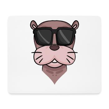 Lion de mer cool avec lunettes de soleil - Tapis de souris (format paysage) - blanc - Devant