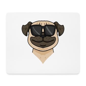 Mops Hund mit Sonnenbrille - Mousepad (Querformat) - Weiß - Vorne