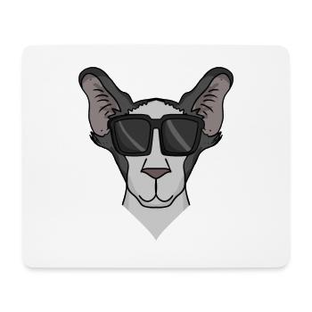 Oriental Shorthair Cat with Sunglasses - Mouse Pad (horizontal) - white - Front