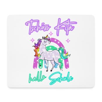 Tschüss Kita! hallo Schule Regenbogen Einhorn - Mousepad (Querformat) - Weiß - Vorne