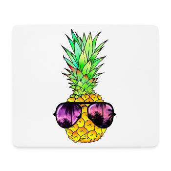 coole Ananas mit Sonnenbrille - Mousepad (Querformat) - Weiß - Vorne
