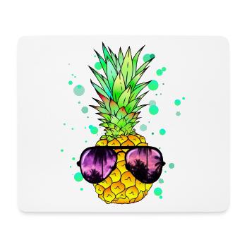 Ananas avec lunettes de soleil de plage fraîches - Tapis de souris (format paysage) - blanc - Devant
