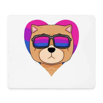 Bisexual Chow Chow Dog - Dog with Glasses - Mouse Pad (horizontal) - white - Front