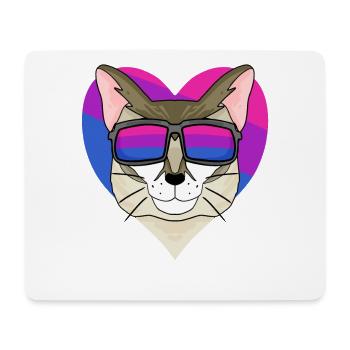 Bisexuell Singapura Katze - Katze mit Brille - Mousepad (Querformat) - Weiß - Vorne