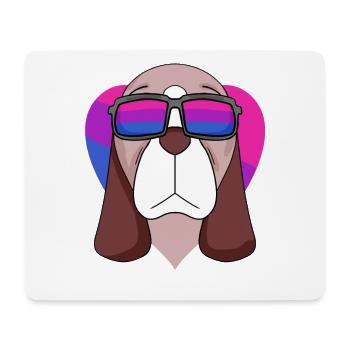 Bisexual Basset Hound Dog - Dog with glasses - Mouse Pad (horizontal) - white - Front