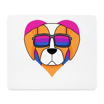 Bisexual Epagneul Breton Dog - Dog with Glasses - Mouse Pad (horizontal) - white - Front