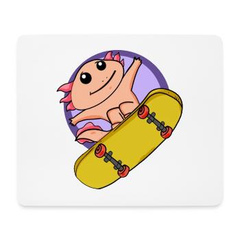 Axolotl en tant que patineur avec skateboard - Tapis de souris (format paysage) - blanc - Devant