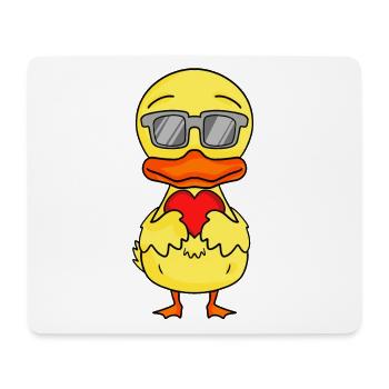 Canard avec lunettes de soleil et cœur - Tapis de souris (format paysage) - blanc - Devant
