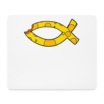 Fromage symbole de poisson - Tapis de souris (format paysage) - blanc - Devant