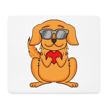 Golden Retriever mit Sonnenbrille und Herz - Mousepad (Querformat) - Weiß - Vorne