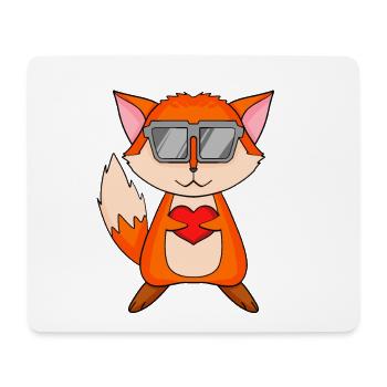 Fuchs mit Sonnenbrille und Herz - Mousepad (Querformat) - Weiß - Vorne