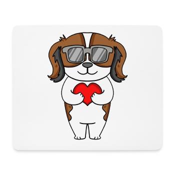 Nederlandse Kooikerhondje avec lunettes de soleil - Tapis de souris (format paysage) - blanc - Devant