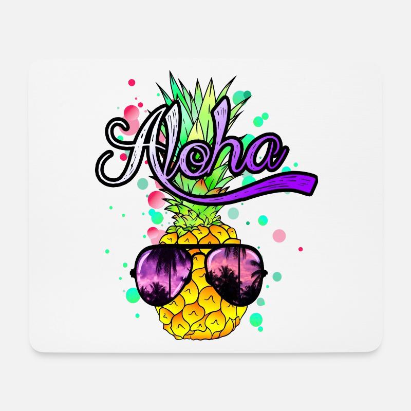 Aloha coole Ananas mit Sonnenbrille - Mousepad (Querformat) - Weiß