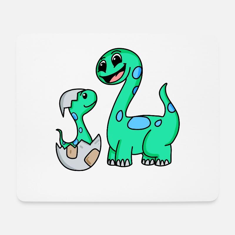 Dinosaurier mit Baby Dinosaurier - Mousepad (Querformat) - Weiß