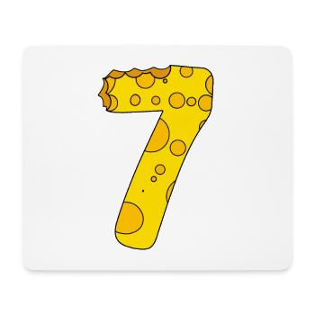 Zahl 7 Ziffer Käse - Mousepad (Querformat) - Weiß - Vorne
