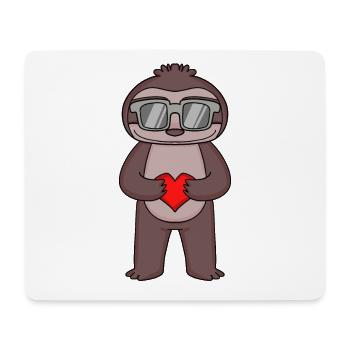 Sloth with sunglasses and heart - Mouse Pad (horizontal) - white - Front