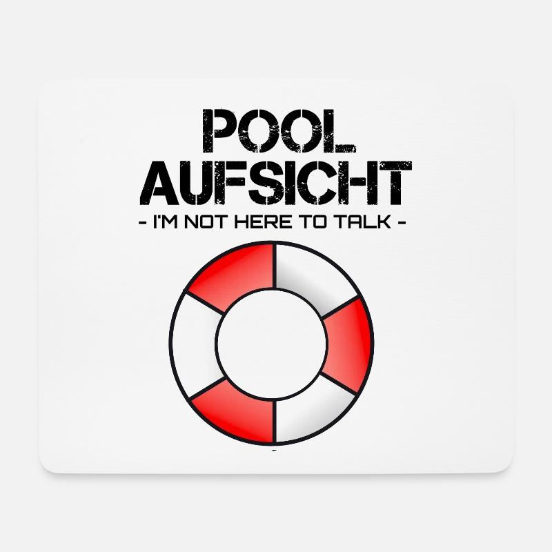 Pool Aufsicht mit Rettungsring - Mousepad (Querformat) - Weiß