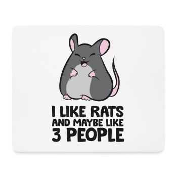 Rattenbesitzer Ich mag Ratten und vielleicht 3 - Mousepad (Querformat) - Weiß - Vorne