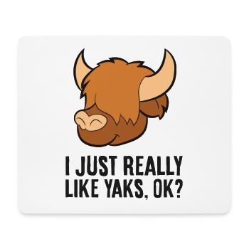 Ich mag Yaks einfach sehr, okay? Niedliches Yak - Mousepad (Querformat) - Weiß - Vorne