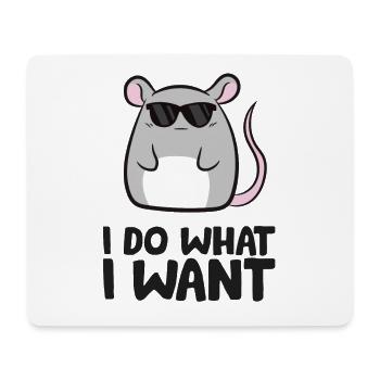 Rat Je fais ce que je veux Drôle de rat - Tapis de souris (format paysage) - blanc - Devant