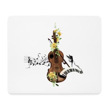 Wunderbare Geige mit Klavier und Blumen. - Mousepad (Querformat) - Weiß - Vorne