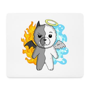 Dog Bichon Frise - Angel and Devil - Mouse Pad (horizontal) - white - Front