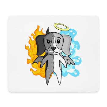Dog Beagle - Angel and Devil - Mouse Pad (horizontal) - white - Front