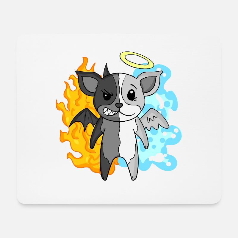 Hund Terrier - Engel und Teufel - Mousepad (Querformat) - Weiß