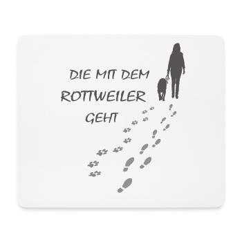 Rottweiler - Die mit dem Rottie geht - Gassi - Mousepad (Querformat) - Weiß - Vorne