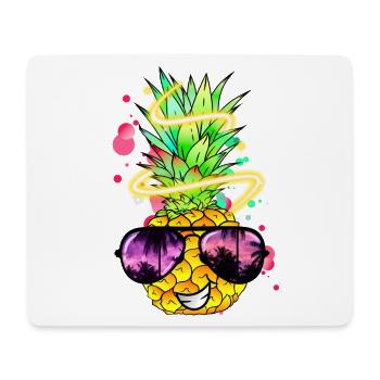 Ananas avec des sourires cool et des lunettes de soleil - Tapis de souris (format paysage) - blanc - Devant