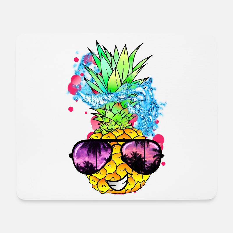 spritzige Ananas Frucht mit Gesicht - Mousepad (Querformat) - Weiß