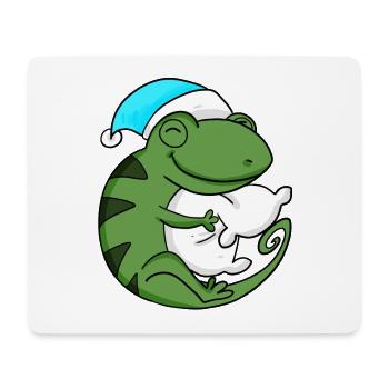 Cameeleon with pillow and sleeping cap - Mouse Pad (horizontal) - white - Front