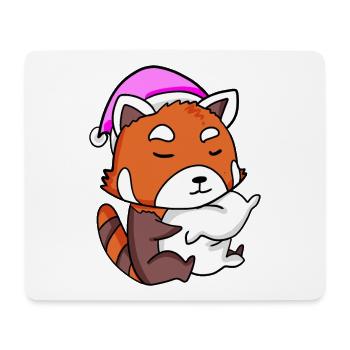 panda roux avec oreiller et bonnet de couchage - Tapis de souris (format paysage) - blanc - Devant